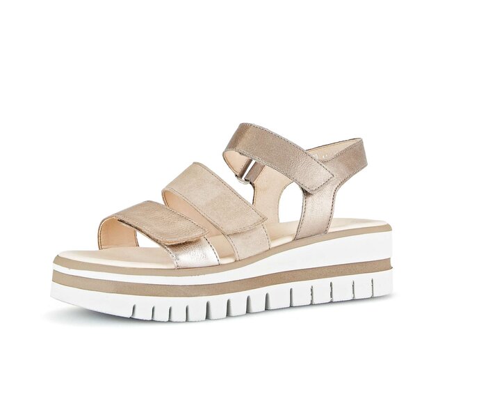 Gabor Plateau Sandale Beige - Materialmix Leder