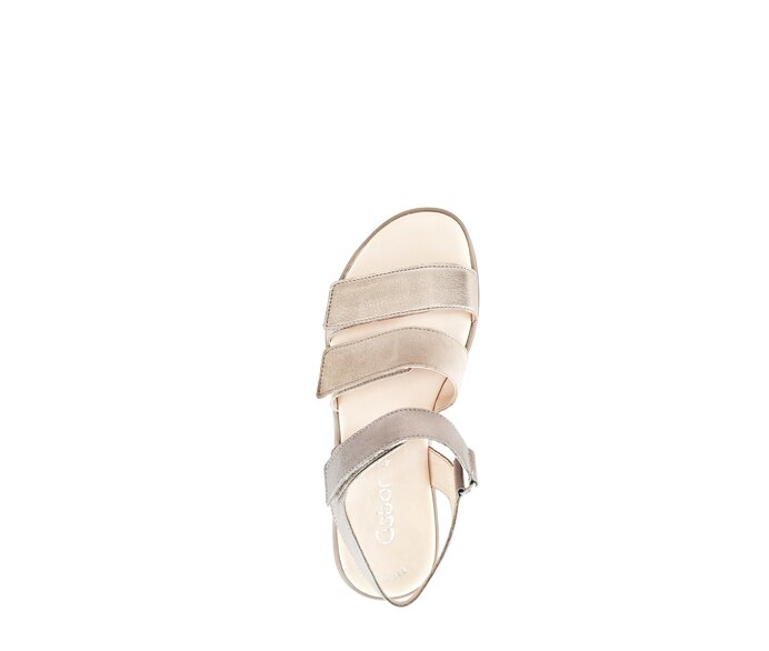 Gabor Plateau Sandale Beige - Materialmix Leder