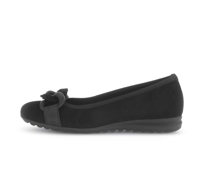 Gabor Sportliche Ballerina Schwarz - Materialmix Leder