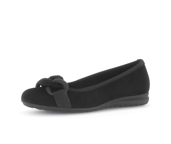 Gabor Sportliche Ballerina Schwarz - Materialmix Leder