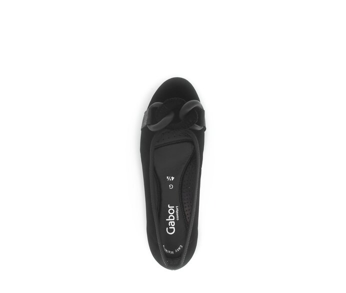 Gabor Sportliche Ballerina Schwarz - Materialmix Leder