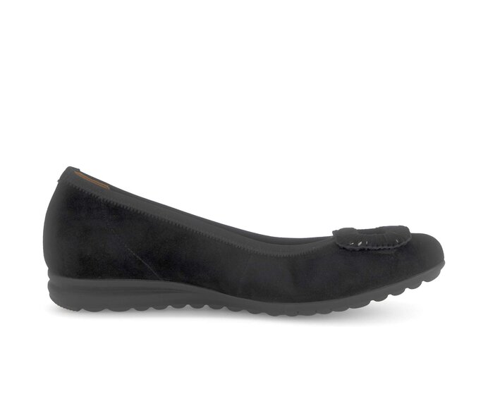 Gabor Sportliche Ballerina Schwarz - Rauleder