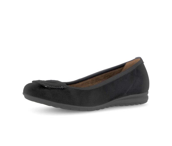 Gabor Sportliche Ballerina Schwarz - Rauleder