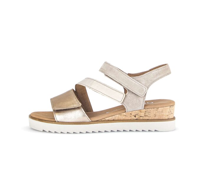 Gabor Keilsandalette Beige - Materialmix Leder