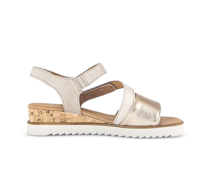 Gabor Keilsandalette Beige - Materialmix Leder