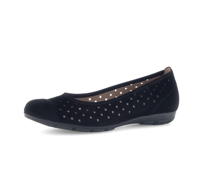 Gabor Sportliche Ballerina Schwarz - Rauleder
