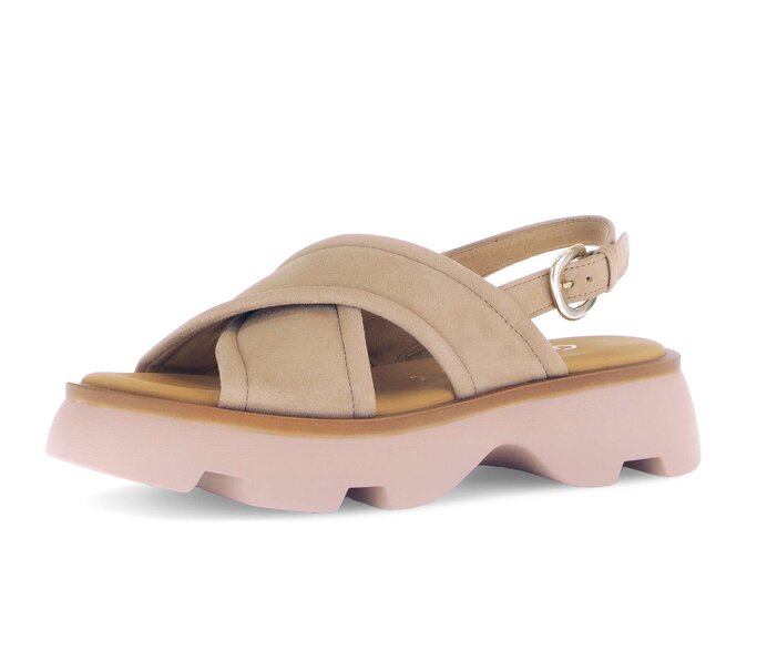 Gabor Riemchensandale Beige - Rauleder