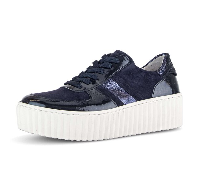 Gabor Sneaker Low Blau - Materialmix Leder