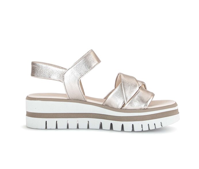 Gabor Plateau Sandale Gold - Effektleder
