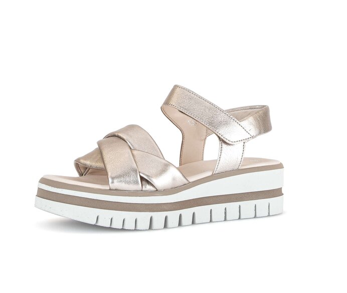 Gabor Plateau Sandale Gold - Effektleder