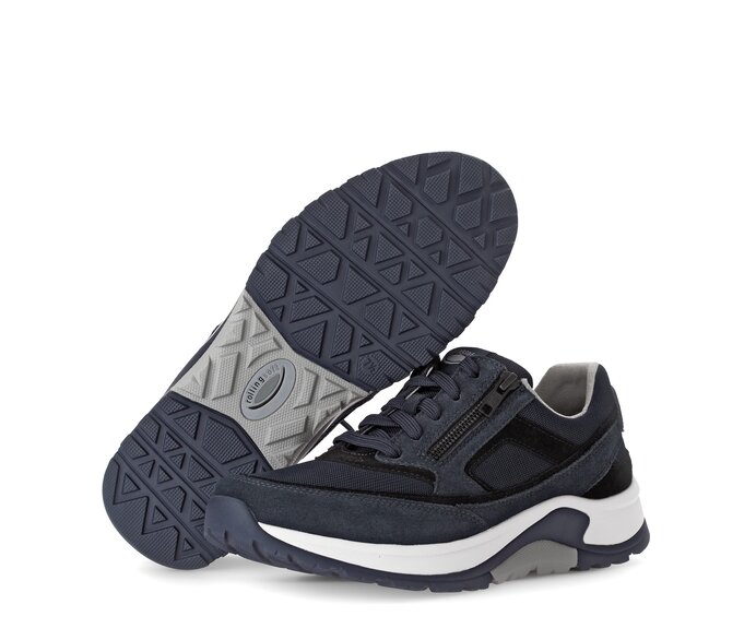 Gabor Rollingsoft Sneaker Low Blau - Materialmix Leder/Textil